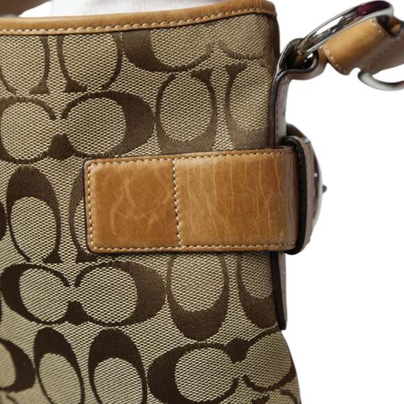 Coach 3574 Canvas and Leather Signature Shoulder Bag, Camel - Picture 14 of 16
